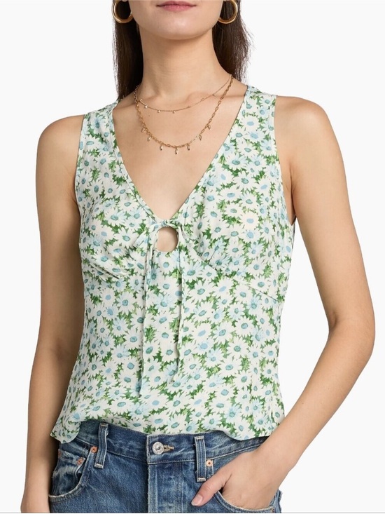 Reformation Tops - Reformation Miri Floral Tie-Front Tank Top In Daisy Meadow